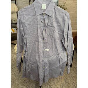 Brooks Brothers Blue Brown Check Regent Long-Sleeved Shirt Mens Size 16 1/2-34